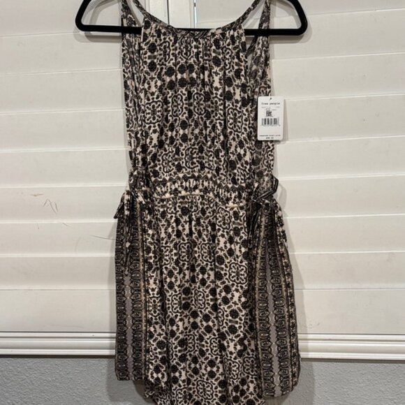 Free People Black and Cream Mini Dress - Picture 1 of 11